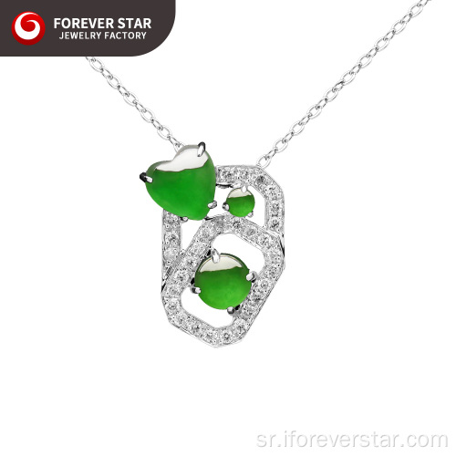 18К златни дијамантски зелени боја Јадеите привезак чари